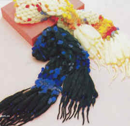 一款珍珠线围巾的编织图解