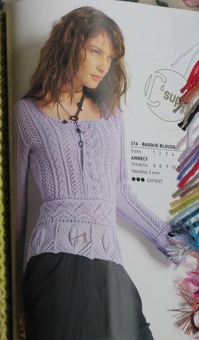一款紫色束腰上衣的编织过程图解