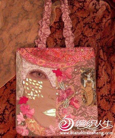 手工丝带绣作品  漂亮的包包