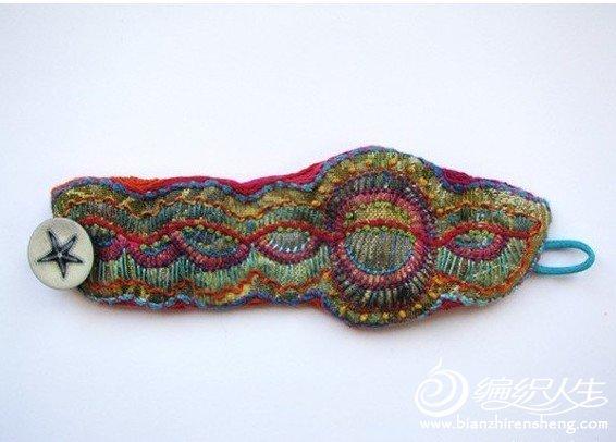 麻布与绣线完美DIY波西米亚风的手腕套饰物