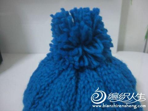 一款漂亮的孔雀蓝编织帽教程