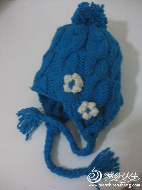 一款漂亮的孔雀蓝编织帽教程