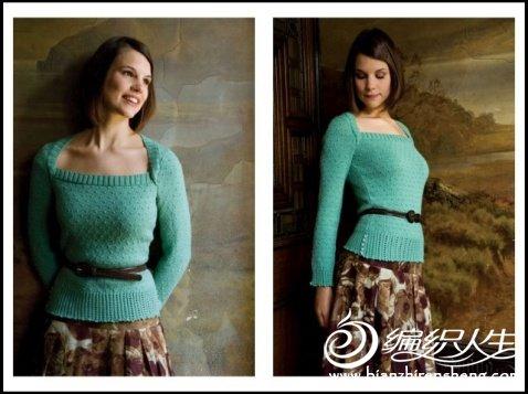 清新自然一字领女式毛衣的编织过程