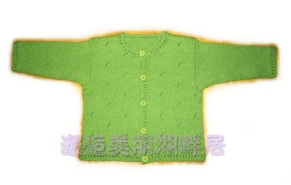 绿色宝宝长袖开衫毛衣的编织过程