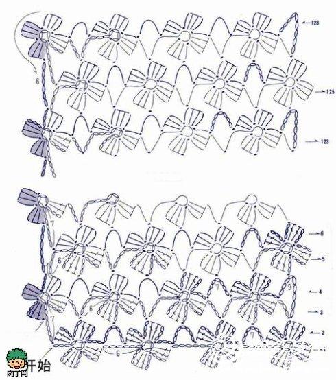 钩针教程之连续花形长围巾编织方法