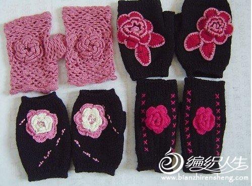 一款花朵毛线手套的编织步骤