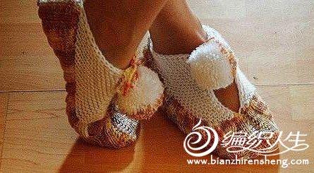 一款毛线地毯鞋的编织教程