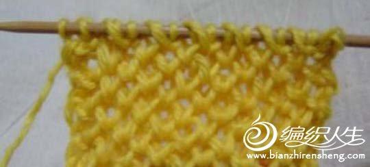 编织教程 适合织围巾的渔网花基本针法  现在是片织,所以反面仍然是织