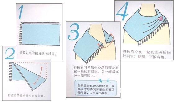 围巾双层三角形肩结的基本围法