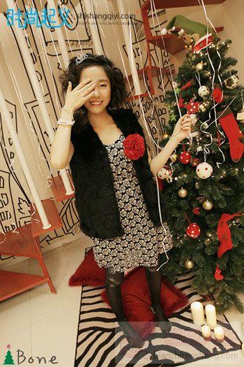 甜美可爱 韩式圣诞约会装扮