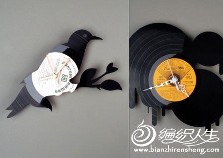 废物利用手工小制作 旧唱片制作创意挂钟