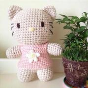 穿裙子的鉤針甜美素色Hello Kitty玩偶圖解