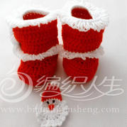 云宝宝婴幼儿钩针圣诞靴子的编织视频 圣诞套装（3）编织人生视频学堂