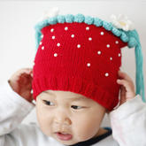 草莓帽子  棒针宝宝草莓鞋帽套装 宝宝帽织法视频教程