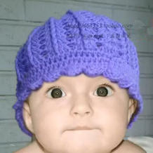 钩针紫色宝宝帽的钩法视频教程