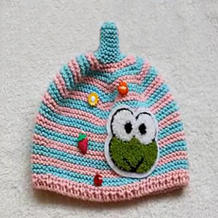 棒针奶嘴帽 条纹青蛙宝宝帽子编织方法视频教程