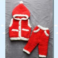 绒绒线宝宝连帽马甲圣诞风格款织法（3-2）宝宝棒针圣诞风格绒绒线套装