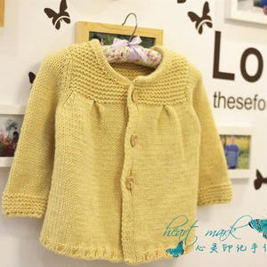黄鹂 粗针织幼儿可爱棒针羊毛开衫大衣