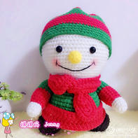 钩针圣诞风格雪人娃娃玩偶编织说明 圣诞风格编织物
