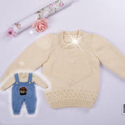 婴幼儿心形棒针套头毛衣编织视频 背带裤两件套套装视频教程(4-2)