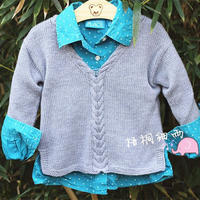 寶寶中性V領文藝罩衫（3-1）云寶寶幼兒中性款棒針V領毛衣
