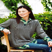 森女風七分袖棒針套衫