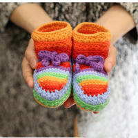 彩虹宝宝鞋（2-1）钩针婴幼儿毛线鞋中筒鞋手工编织视频