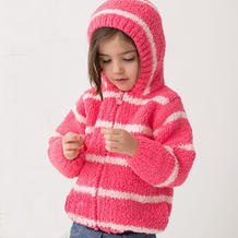 雪尼尔外套（3-1）儿童棒针绒绒线连帽拉链开衫毛衣织法视频