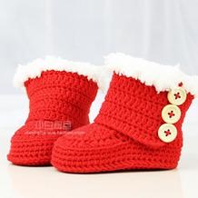 婴儿雪地靴（2-2）婴儿鞋高筒靴钩法视频教程 宝宝鞋加防滑布方法