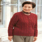 红红火火的棒针麻花女士开衫