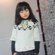 棉花糖 钩织结合女童中袖罩衫