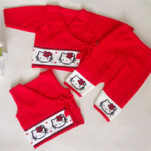 婴幼儿毛衣三件套（6-4）新生宝宝棒针叠襟毛衣马甲开裆裤编织视频（绣图附介绍中）