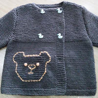 1-2岁宝宝棒针小熊开衫
