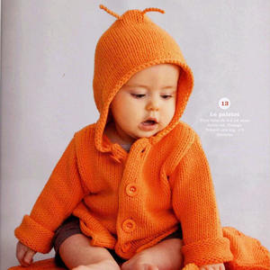 超萌婴幼儿棒针连帽外套毛衣 法国针织杂志Phildar71款 