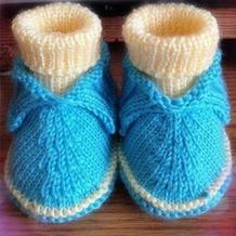 蓝色高筒宝宝毛线鞋的编织方法 怎么织宝宝毛线鞋