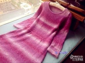 紫色温柔--银笛LK150机织款之段染长袖冬裙