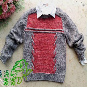 儿童毛衣编织款式之棒针马鞍肩拼色男童毛衣编织方法