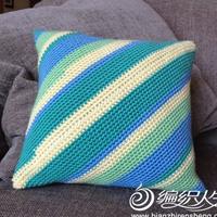 零线编织之简单有趣的斜纹抱枕套制作方法