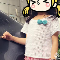 儿童夏季手工编织服饰款式之不需要穿打底的钩针女童短袖T恤