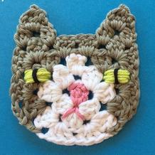 创意编织花样之趣味祖母方格猫咪单元花图案 有详细编织过程
