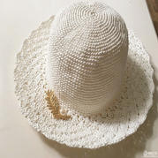 夏季钩帽之纯白钩针棉草帽子