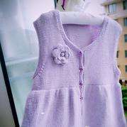 儿童淡紫色贝贝绒棒针公主背心裙