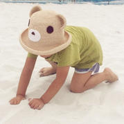 儿童钩针棉草小熊沙滩遮阳帽编织图解
