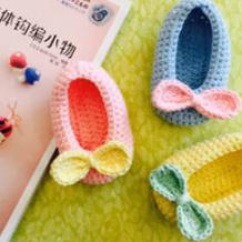 适合新生儿的9cm森系蝴蝶结宝宝鞋编织视频教程（2-2）