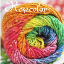 Rosecolor长段染线 彩虹线/棉丝混纺/围巾线宝宝线/披肩线100克