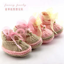 丝带毛线编织宝宝鞋（2-2）棒针婴儿鞋编织视频教程