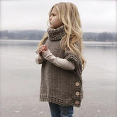 手編秋冬時尚帶扣高領斗蓬 簡單易學的織毛衣款式系列