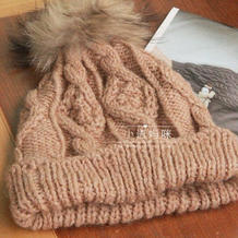 美丽冬款女士棒针毛线帽 