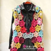 花開滿園女士鉤針拼花馬甲背心