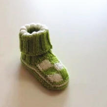 宝宝棒针格纹高帮鞋编织视频教程（3-2）格纹婴儿鞋的编织